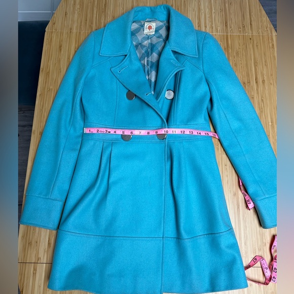 Vintage Anthropologie Tulle Teal Pea Coat - Picture 8 of 10